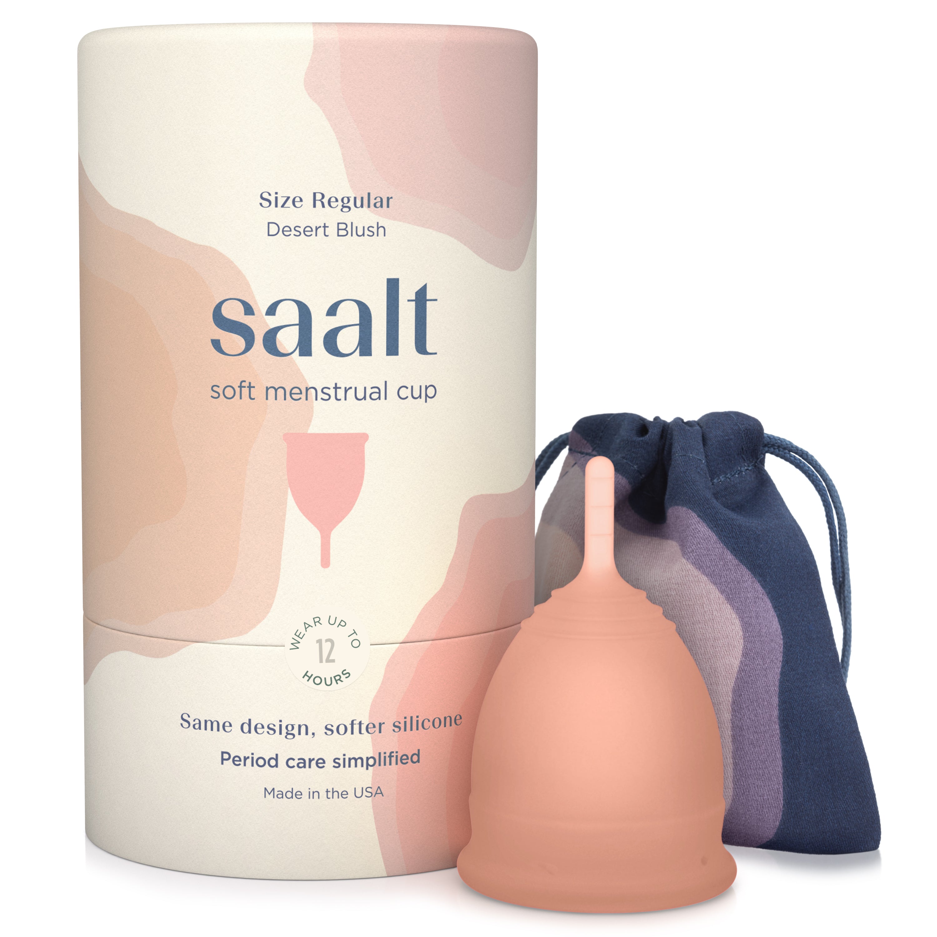 Soft blush menstrual cup.